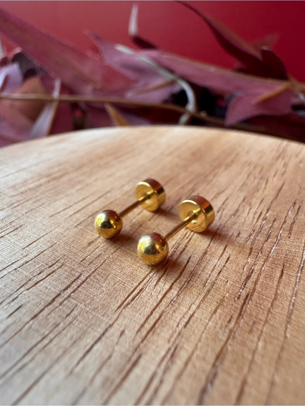 Gold Ball Stud Earrings - Women's Minimalist Jewelry
